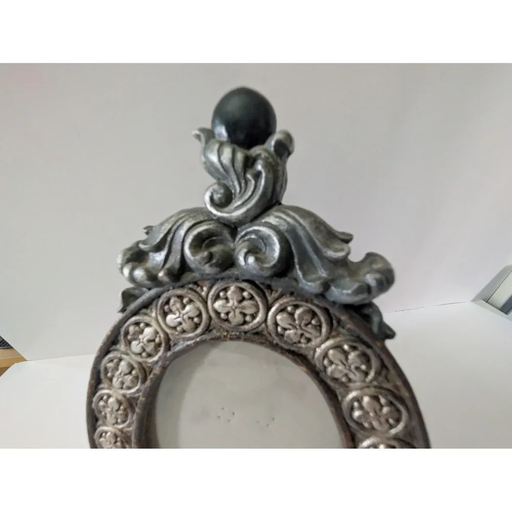 Vintage Victorian Style Ornate Oval Picture Frame Baroque Floral Tabletop 12in